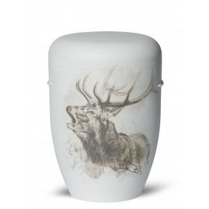 Hand Painted Biodegradable Cremation Ashes Funeral Urn / Casket – Buck Deer